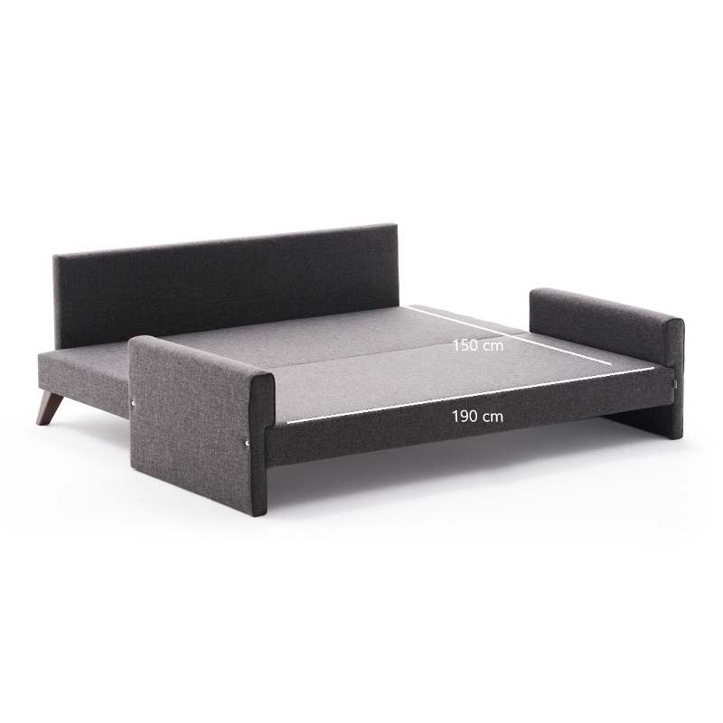 Καναπές - κρεβάτι τριθέσιος υφασμάτινος χρώμα ανθρακί 8