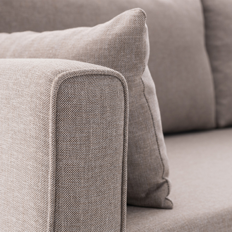 Γωνιακός καναπές δεξιά γωνία υφασμάτινος χρώμα κρεμ 5