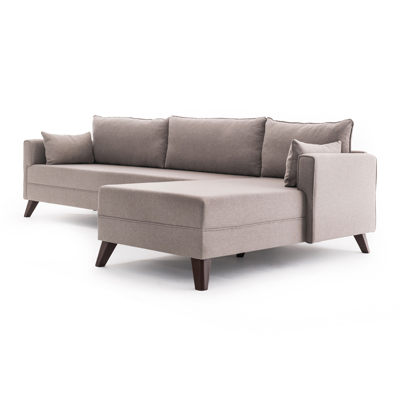 Γωνιακός καναπές δεξιά γωνία υφασμάτινος χρώμα κρεμ 6