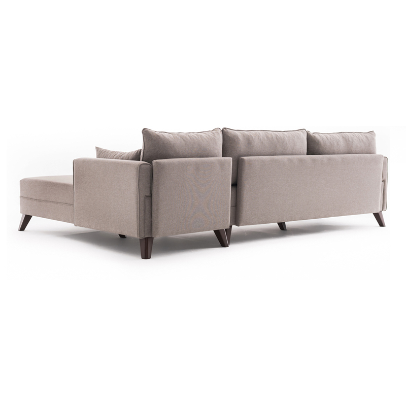 Γωνιακός καναπές δεξιά γωνία υφασμάτινος χρώμα κρεμ 7