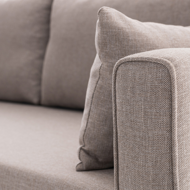 Γωνιακός καναπές αριστερή γωνία υφασμάτινος χρώμα κρεμ 5