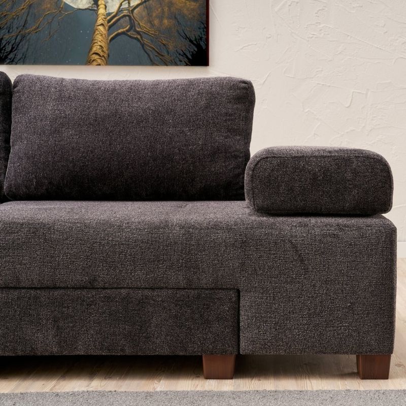 Καναπές - κρεβάτι πολυμορφικός τριθέσιος υφασμάτινος χρώμα ανθρακί 4
