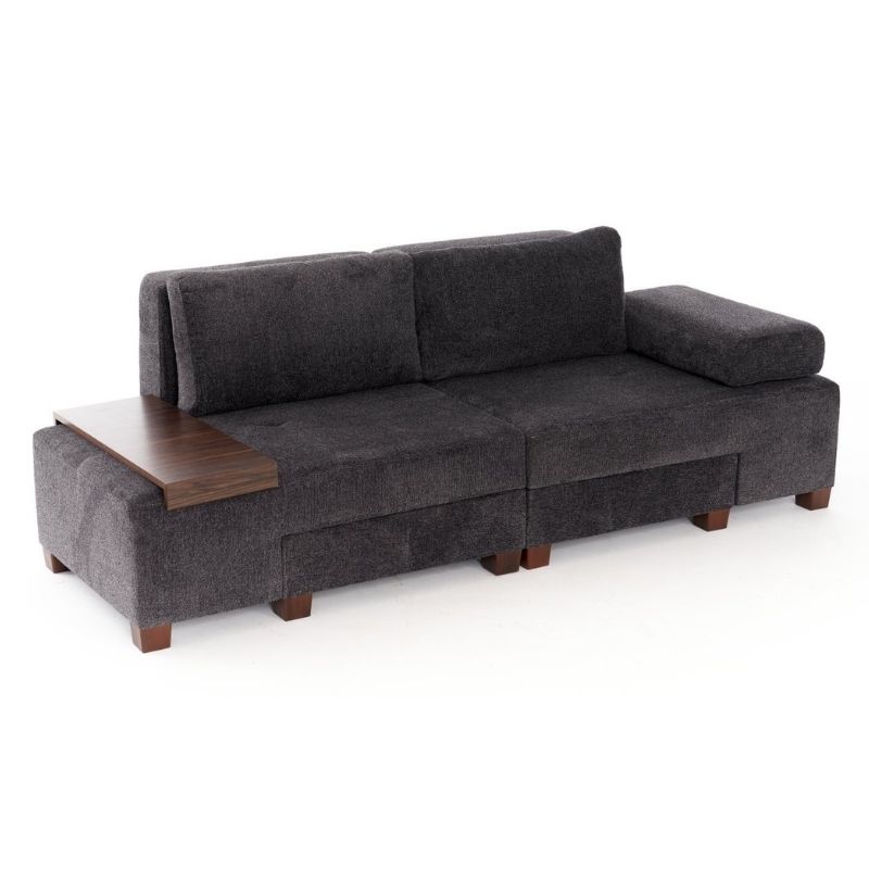 Καναπές - κρεβάτι πολυμορφικός τριθέσιος υφασμάτινος χρώμα ανθρακί 7