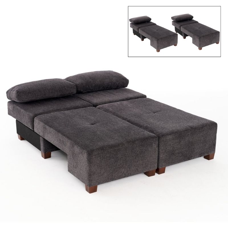 Καναπές - κρεβάτι πολυμορφικός τριθέσιος υφασμάτινος χρώμα ανθρακί 9