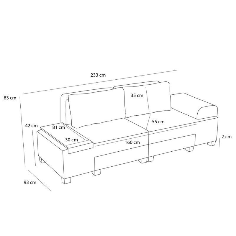 Καναπές - κρεβάτι πολυμορφικός τριθέσιος υφασμάτινος χρώμα ανθρακί 10