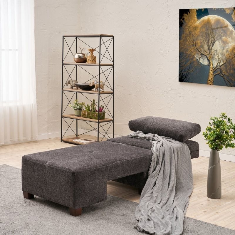 Πολυθρόνα - κρεβάτι υφασμάτινη χρώμα ανθρακί 3