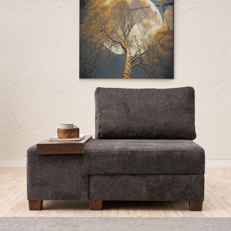 Πολυθρόνα - κρεβάτι υφασμάτινη χρώμα ανθρακί 4