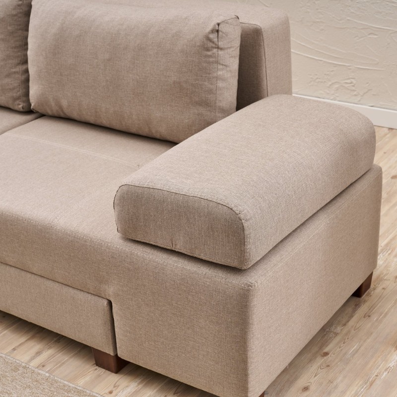 Καναπές - κρεβάτι πολυμορφικός τριθέσιος υφασμάτινος χρώμα κρεμ 5