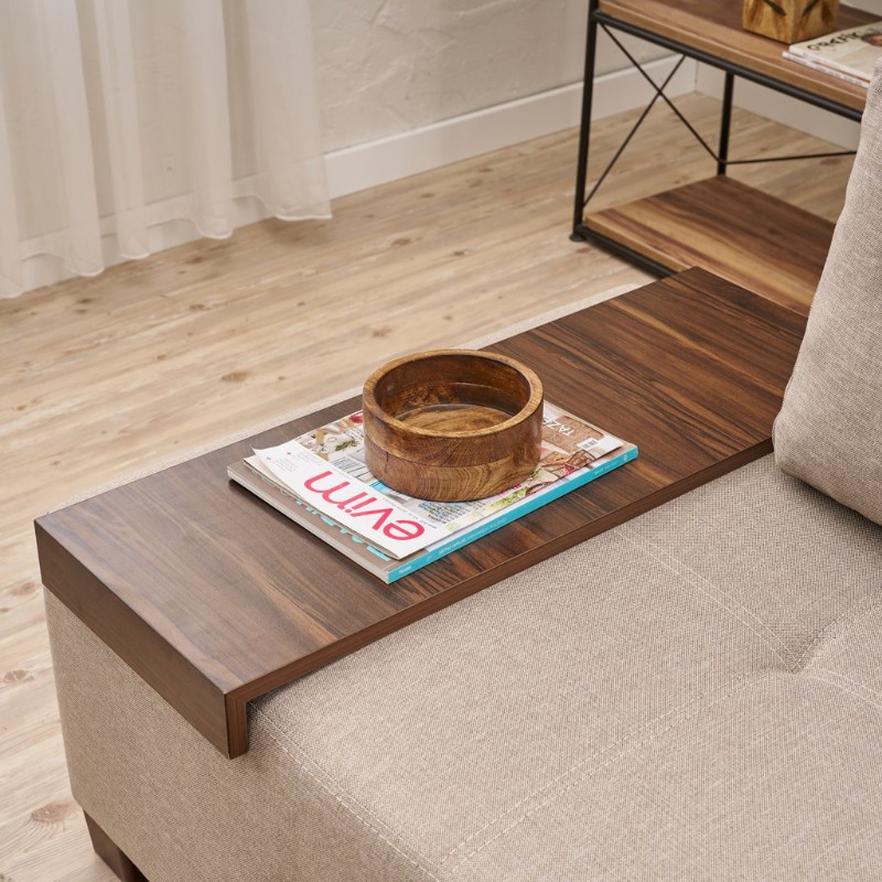 Καναπές - κρεβάτι πολυμορφικός τριθέσιος υφασμάτινος χρώμα κρεμ 6