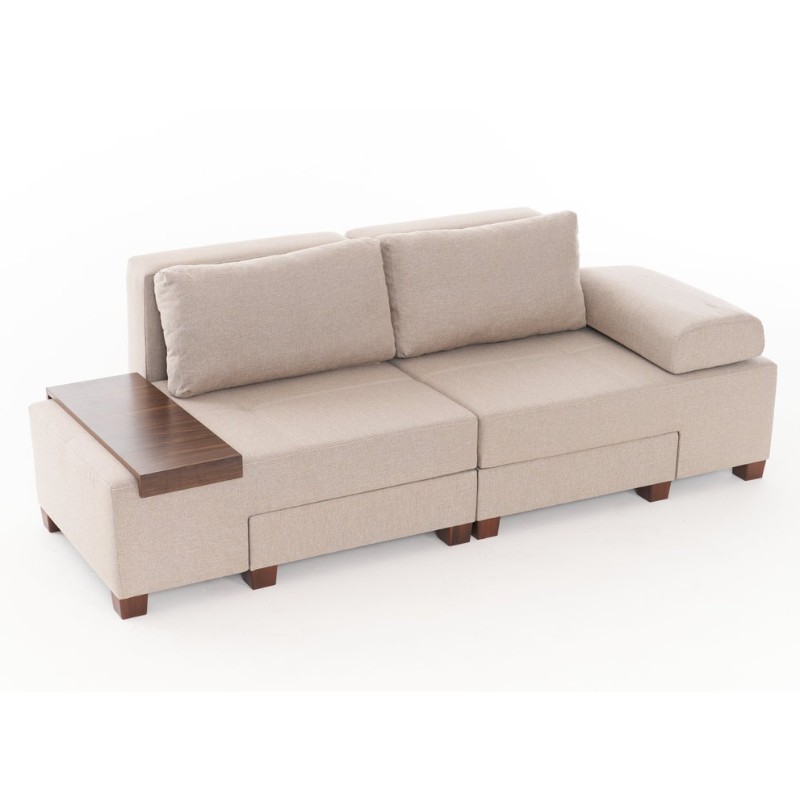 Καναπές - κρεβάτι πολυμορφικός τριθέσιος υφασμάτινος χρώμα κρεμ 7