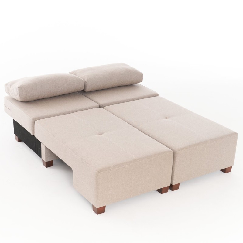 Καναπές - κρεβάτι πολυμορφικός τριθέσιος υφασμάτινος χρώμα κρεμ 9