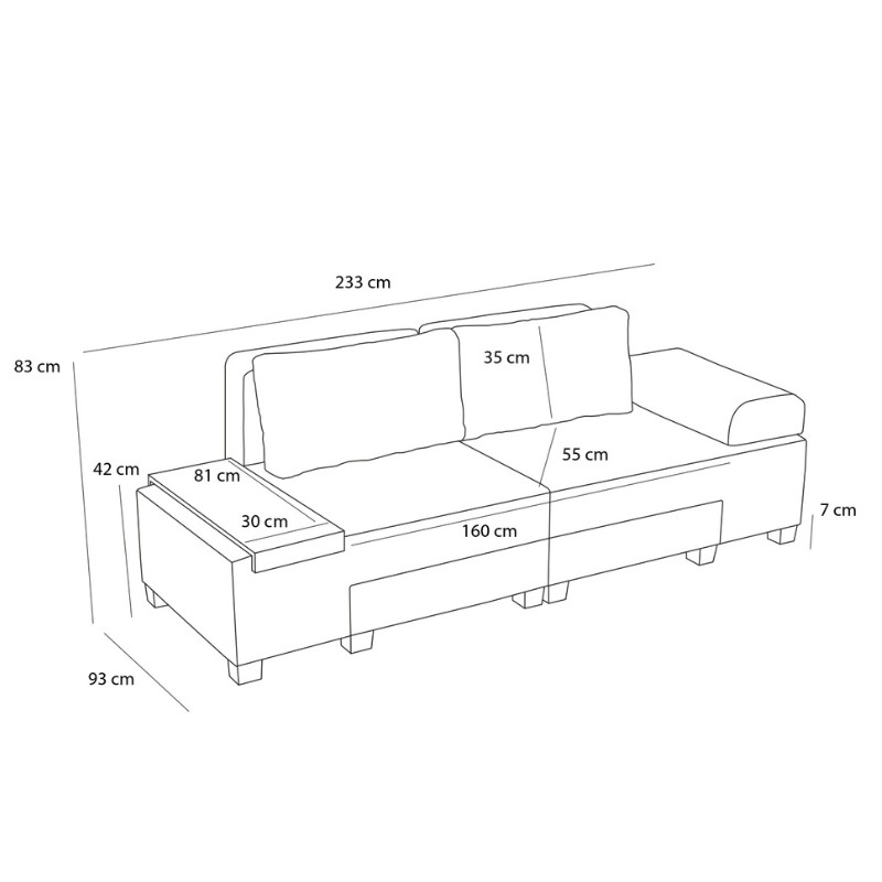 Καναπές - κρεβάτι πολυμορφικός τριθέσιος υφασμάτινος χρώμα κρεμ 10
