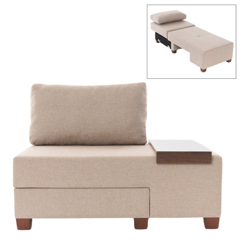 Πολυθρόνα - κρεβάτι υφασμάτινη χρώμα κρεμ