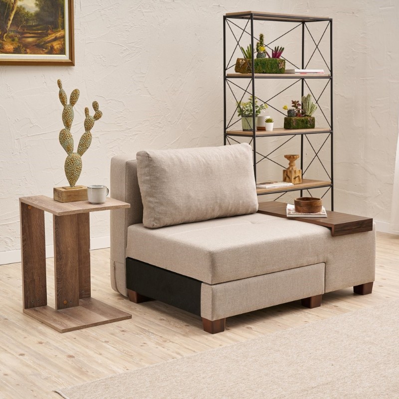 Πολυθρόνα - κρεβάτι υφασμάτινη χρώμα κρεμ 2