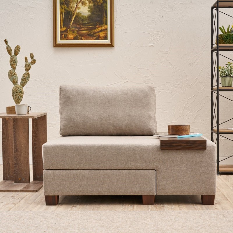 Πολυθρόνα - κρεβάτι υφασμάτινη χρώμα κρεμ 3