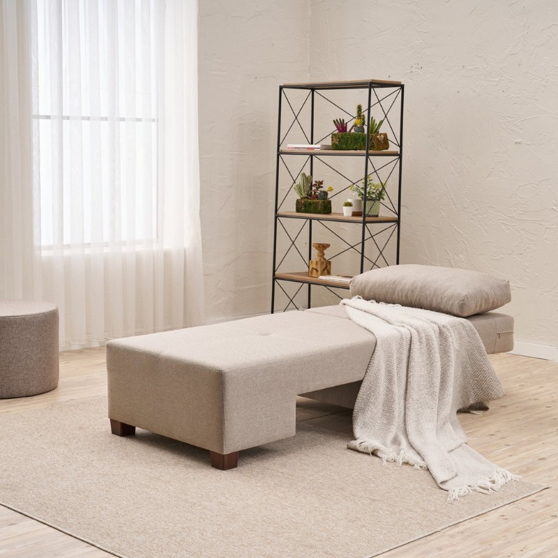 Πολυθρόνα - κρεβάτι υφασμάτινη χρώμα κρεμ 4